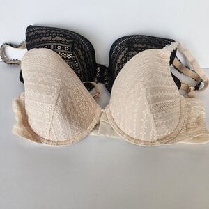 Victorias Secret (2) Tan/Black Lace Bras